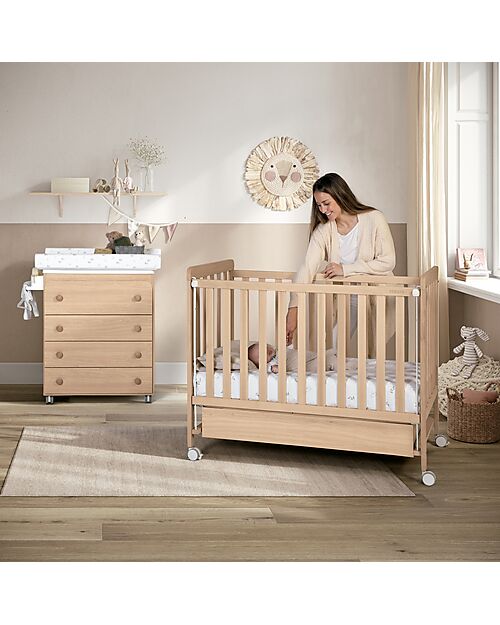 Micuna Lettino Nordika in Legno di Faggio FSC - Naturale - 120x60 cm Lettini con Sbarre