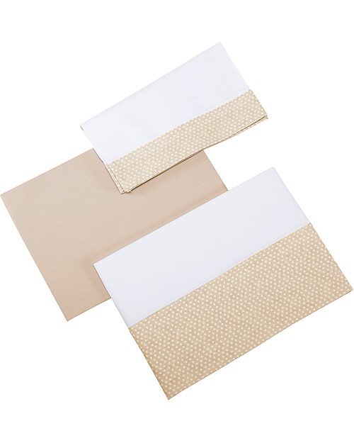 Micuna Set: Lenzuola di Sotto, Lenzuola di Sopra e Federa Cuscino per Culla You&Me, Beige Biancheria Culla
