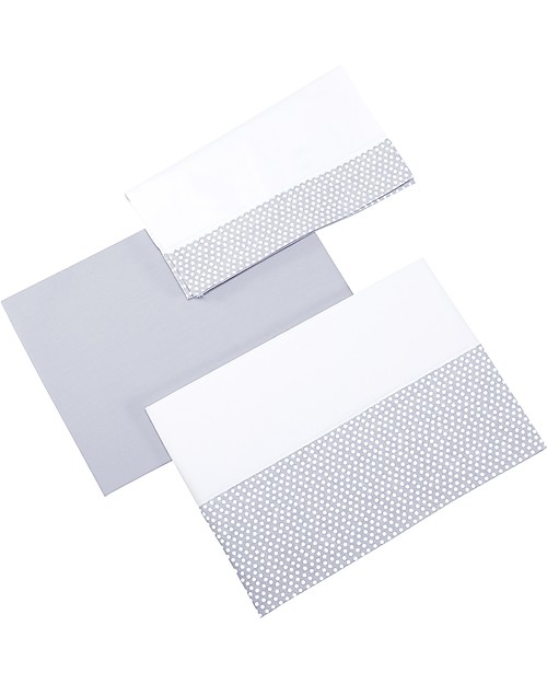 Micuna Set: Lenzuola di Sotto, Lenzuola di Sopra e Federa Cuscino per Culla You&Me, Grigio Biancheria Culla