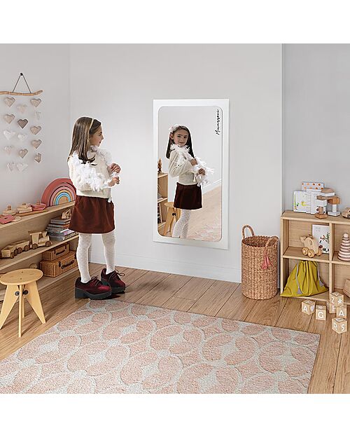 Micuna Specchio Montessoriano Micussori - Bianco - Legno di Faggio FSC - Stimola l'Autonomia dei Bambini Decorazioni da Parete