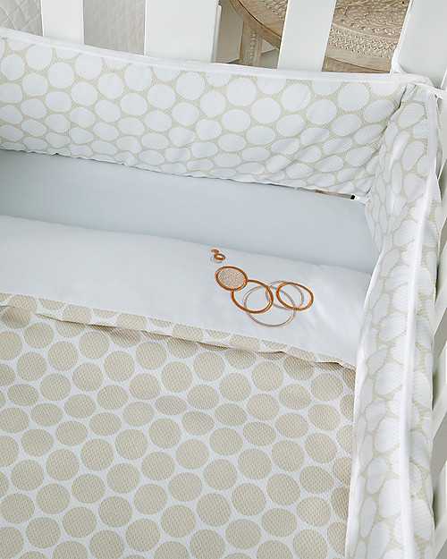 Micuna Tessili per Culla Cododo, Pois Beige - Set di paracolpi e lenzuola! Culle e Ceste
