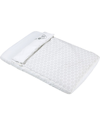 Micuna Tessili per Culla Cododo, Pois Grigio - Set di paracolpi e lenzuola! Biancheria Culla