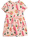 Mini Rodini Abito a Maniche Corte - Stampa Pappagalli - Rosa - 100% Cotone Bio Vestiti_