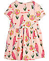 Mini Rodini Abito a Maniche Corte - Stampa Pappagalli - Rosa - 100% Cotone Bio Vestiti_