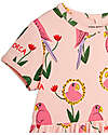 Mini Rodini Abito a Maniche Corte - Stampa Pappagalli - Rosa - 100% Cotone Bio Vestiti_