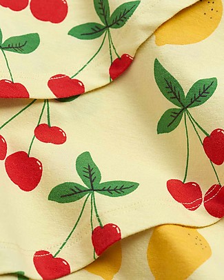 Mini Rodini Abito Ciliegie e Limoni - Giallo - Cotone Bio Elasticizzato Vestiti