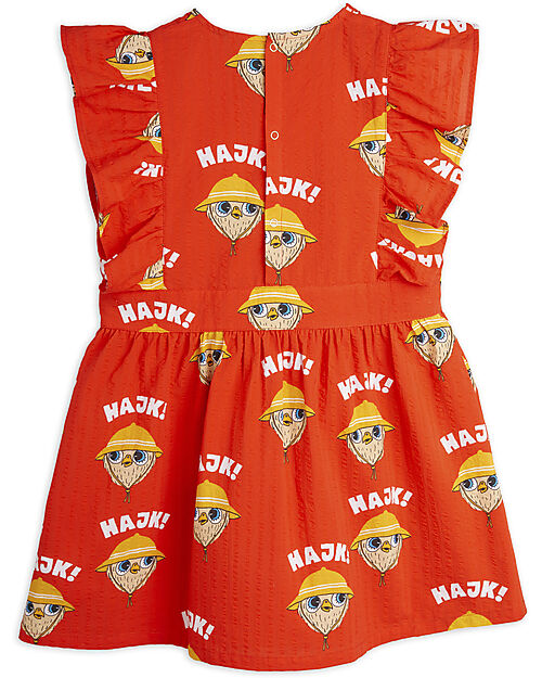 Mini Rodini Abito con Balze Hike - Rosso - 100% Cotone Bio Vestiti_