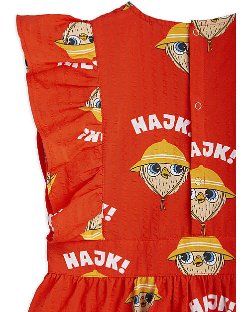 Mini Rodini Abito con Balze Hike - Rosso - 100% Cotone Bio Vestiti_