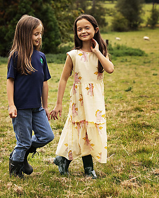 Mini Rodini Abito Lungo Unicorni con Gonna a Balze - 100% Cotone bio Vestiti