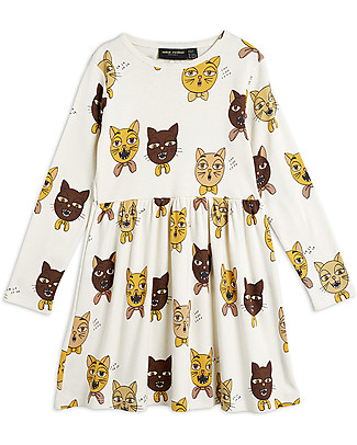 Mini Rodini Abito Maniche Lunghe Gatto Canterino - 100% Cotone Bio Vestiti