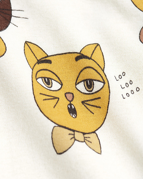 Mini Rodini Abito Maniche Lunghe Gatto Canterino - 100% Cotone Bio Vestiti_