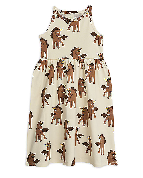 Mini Rodini Abito Senza Maniche Unicorni -  Cotone Bio Elasticizzato Vestiti_