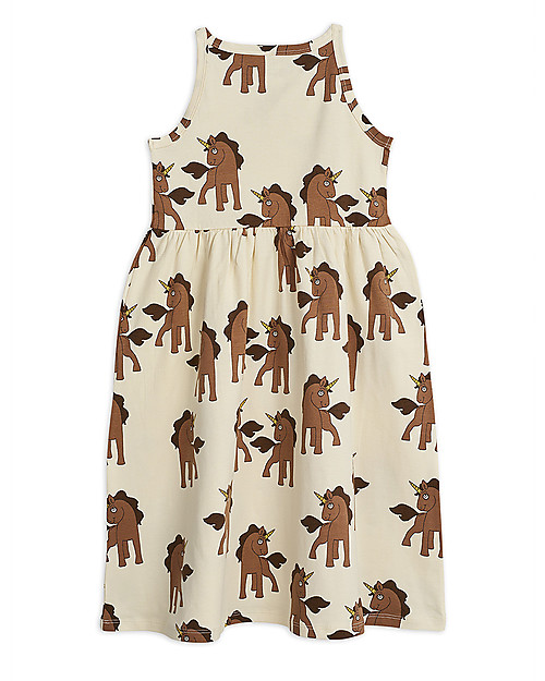 Mini Rodini Abito Senza Maniche Unicorni -  Cotone Bio Elasticizzato Vestiti_