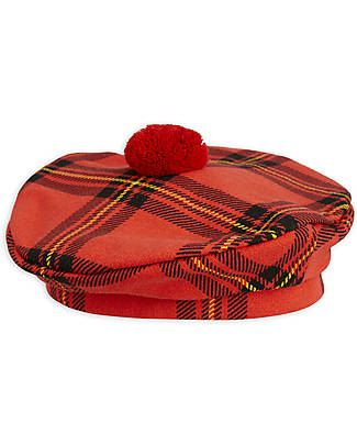 Mini Rodini Berretto a Quadri - Rosso - 100% Cotone Biologico Cappelli Invernali