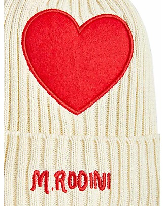 Mini Rodini Berretto Pompom - Cuore - 100% Cotone Bio Cappelli Invernali