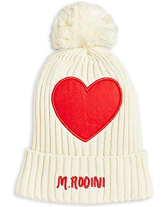 Mini Rodini Berretto Pompom - Cuore - 100% Cotone Bio Cappelli Invernali