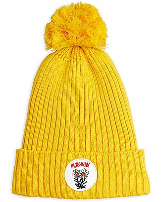 Mini Rodini Berretto Pompom - Stella Alpina - 100% Cotone Bio Cappelli Invernali