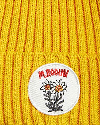 Mini Rodini Berretto Pompom - Stella Alpina - 100% Cotone Bio Cappelli Invernali