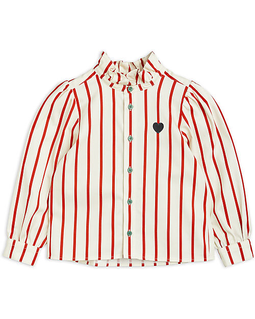 Mini Rodini Blusa con Colletto Volant - Multicolor - 100% Cotone Bio GOTS Bluse