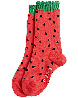 Mini Rodini Calzini Bordo Smerlato Fragola - Rosso - Cotone Calzini