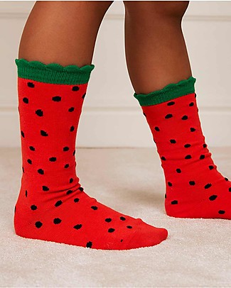 Mini Rodini Calzini Bordo Smerlato Fragola - Rosso - Cotone Calzini