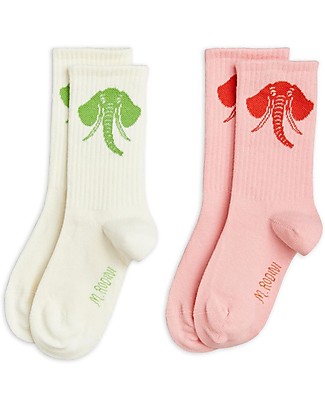 Mini Rodini Calzini Pacco da 2 - Elefante - Cotone Bio Calzini