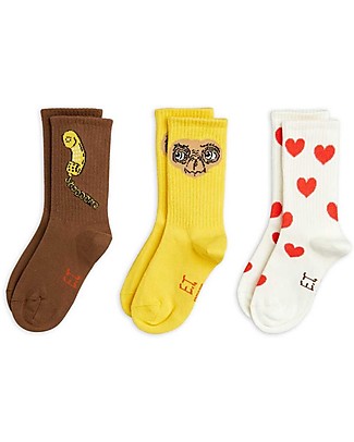Mini Rodini Calzini Pacco da 3 - ET Collection - Giallo - Cotone Bio Calzini