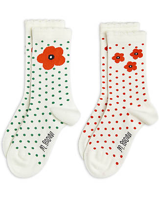 Mini Rodini Calzini Smerlati a Pois e Fiori - Pacco da 2 Calzini