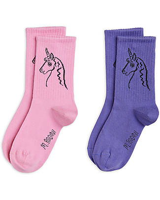 Mini Rodini Calzini Unicorni - Viola e Rosa - Pacco da 2 Calzini