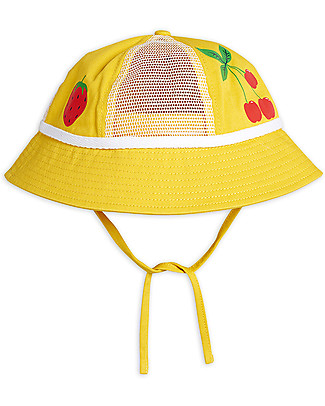 Mini Rodini Cappello Estivo a Rete - Giallo - 100% Cotone bio Cappelli Estivi