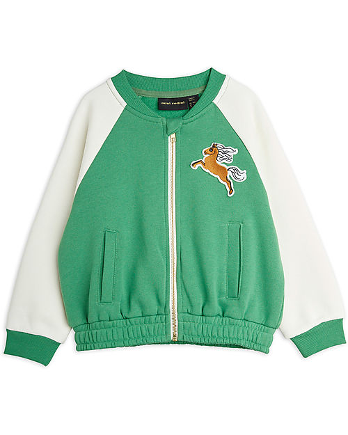 Mini Rodini Cardigan Baseball -  I  Am Great - Verde - 100% Cotone Organico Felpe