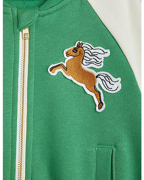 Mini Rodini Cardigan Baseball -  I  Am Great - Verde - 100% Cotone Organico Felpe