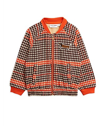 Mini Rodini Cardigan con Zip a Quadri, Rosso - 100% cotone bio Felpe