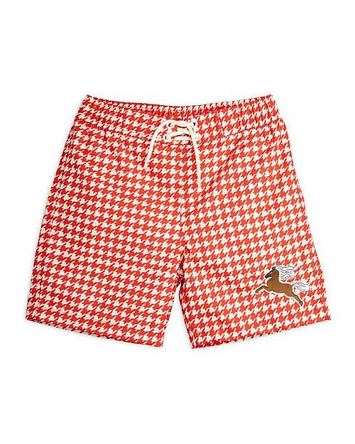 Mini Rodini Costume a Pantaloncino - Cavallino - Rosso e Bianco - 100% Poliestere Riciclato Boxer Mare