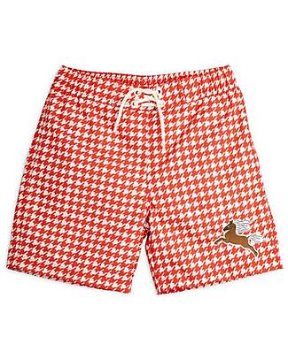 Mini Rodini Costume a Pantaloncino - Cavallino - Rosso e Bianco - 100% Poliestere Riciclato Boxer Mare