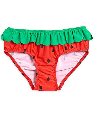 Mini Rodini Costume Bimba con Volant Fragola - Rosso - Tessuto Reciclato! Costumi Due Pezzi