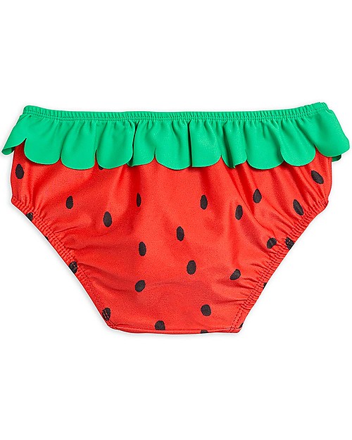 Mini Rodini Costume Bimba con Volant Fragola - Rosso - Tessuto Riciclato! Costumi Due Pezzi