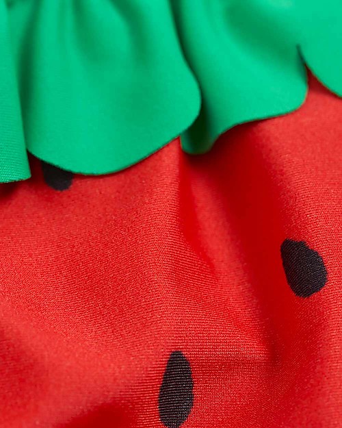 Mini Rodini Costume Bimba con Volant Fragola - Rosso - Tessuto Riciclato! Costumi Due Pezzi