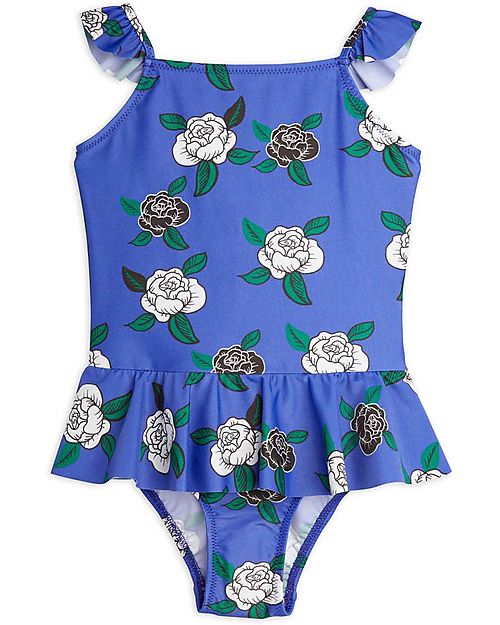 Mini Rodini Costume Intero con Volant - Rose - UV 50+ Costumi Interi