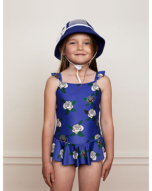 Mini Rodini Costume Intero con Volant - Rose - UV 50+ Costumi Interi