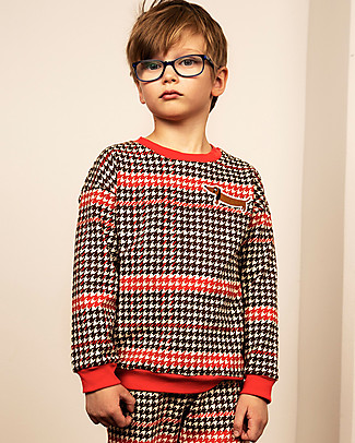 Mini Rodini Felpa a Quadri, Rosso - 100% Cotone Bio Felpe