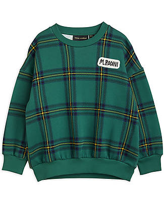 Mini Rodini Felpa A Quadri - Verde - 100% Cotone Biologico Felpe