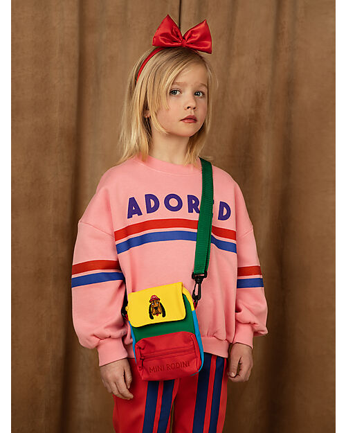 Mini Rodini Felpa Adored - Rosa - 100% Cotone Bio GOTS Felpe