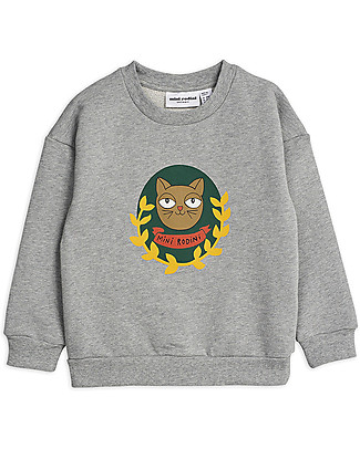 Mini Rodini Felpa Badge con Gatto - 100% Cotone Bio Felpe