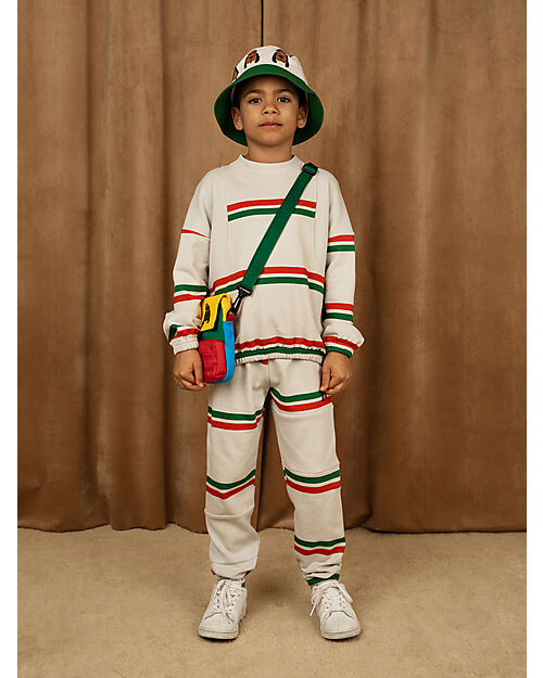 Mini Rodini Felpa - Bianca a Righe - 100% Cotone Bio GOTS Felpe