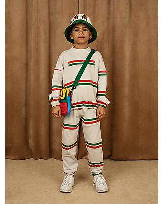 Mini Rodini Felpa - Bianca a Righe - 100% Cotone Bio GOTS Felpe
