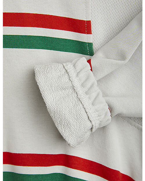 Mini Rodini Felpa - Bianca a Righe - 100% Cotone Bio GOTS Felpe