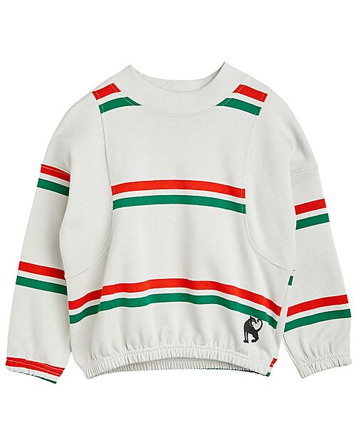 Mini Rodini Felpa - Bianca a Righe - 100% Cotone Bio GOTS Felpe