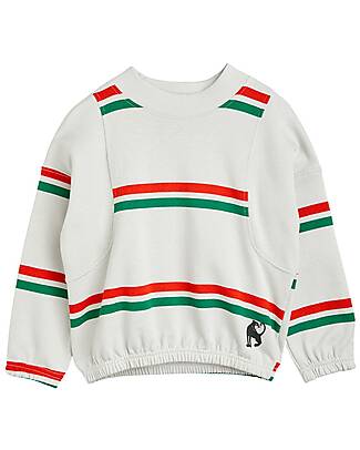 Mini Rodini Felpa - Bianca a Righe - 100% Cotone Bio GOTS Felpe