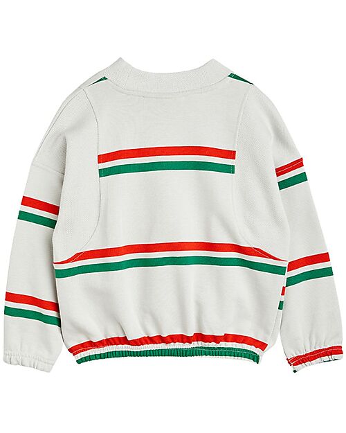 Mini Rodini Felpa - Bianca a Righe - 100% Cotone Bio GOTS Felpe